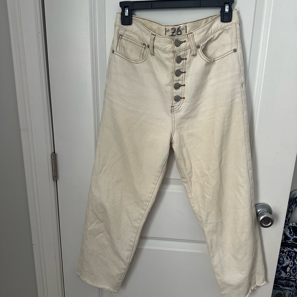 We The Free Off-White Button-Fly Jeans